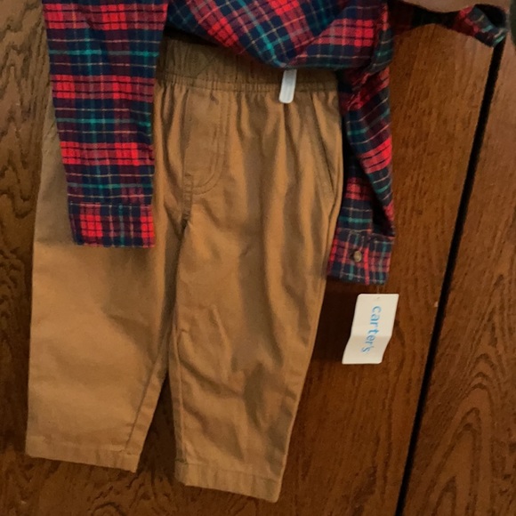 NEW! Carter’s 12 mo. plaid shirt with khakis outfit - Picture 3 of 4